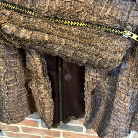 Bebe Kardashian Crocodile-Textured Brown Jacket W/Zipper Accents Sz M - Picture 5 of 9